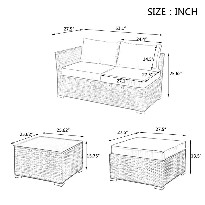 BreezyLounge 4-Piece Patio Set