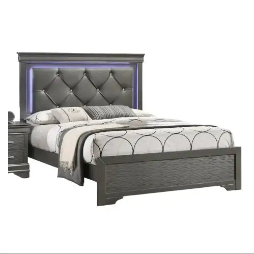 Eclipse Dark Gray Queen Bed with LED Headboard