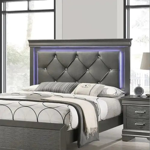 Eclipse Dark Gray Queen Bed with LED Headboard