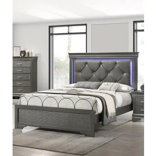 Eclipse Dark Gray Queen Bed with LED Headboard