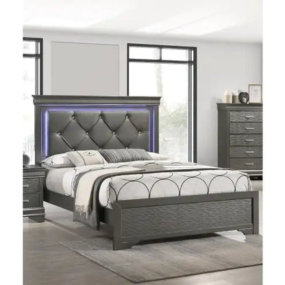 Eclipse Dark Gray Queen Bed with LED Headboard